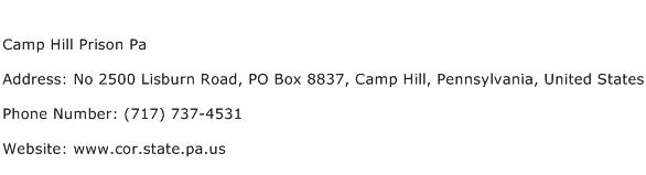 Camp Hill Prison Pa Address Contact Number