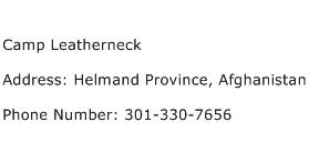 Camp Leatherneck Address Contact Number