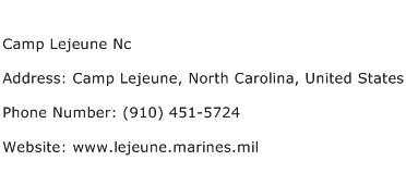 Camp Lejeune Nc Address Contact Number