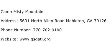 Camp Misty Mountain Address Contact Number