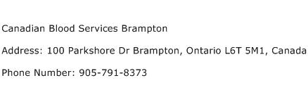 Canadian Blood Services Brampton Address Contact Number