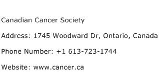 Canadian Cancer Society Address Contact Number