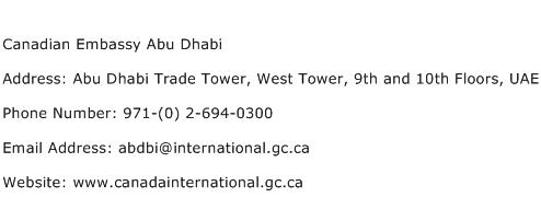 Canadian Embassy Abu Dhabi Address Contact Number