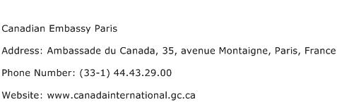 Canadian Embassy Paris Address Contact Number