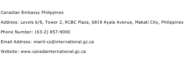 Canadian Embassy Philippines Address Contact Number