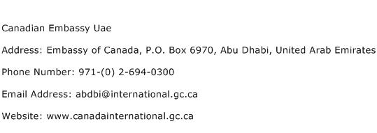 Canadian Embassy Uae Address Contact Number