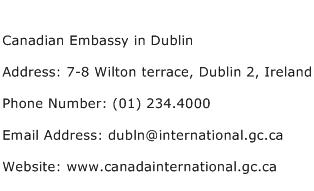 Canadian Embassy in Dublin Address Contact Number