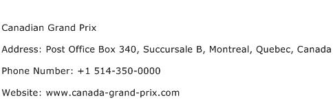 Canadian Grand Prix Address Contact Number
