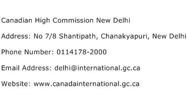 Canadian High Commission New Delhi Address Contact Number