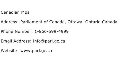 Canadian Mps Address Contact Number