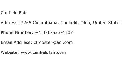 Canfield Fair Address Contact Number