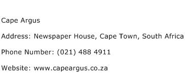 Cape Argus Address Contact Number
