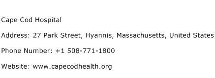 Cape Cod Hospital Address Contact Number