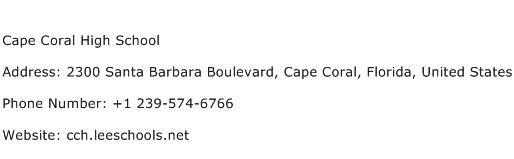 Cape Coral High School Address Contact Number