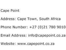 Cape Point Address Contact Number