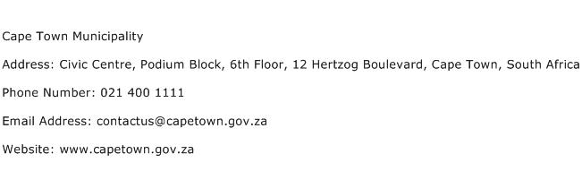 Cape Town Municipality Address Contact Number