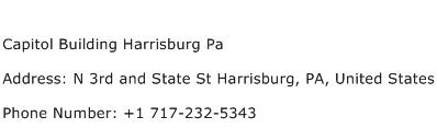 Capitol Building Harrisburg Pa Address Contact Number