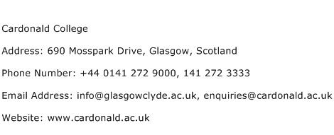 Cardonald College Address Contact Number