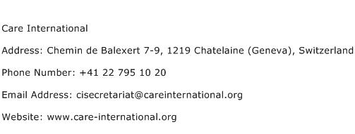 Care International Address Contact Number