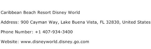 Caribbean Beach Resort Disney World Address Contact Number