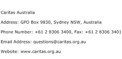 Caritas Australia Address Contact Number