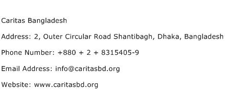 Caritas Bangladesh Address Contact Number