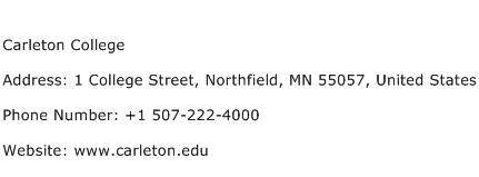 Carleton College Address Contact Number