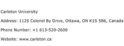 Carleton University Address Contact Number