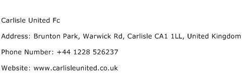 Carlisle United Fc Address Contact Number