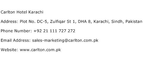 Carlton Hotel Karachi Address Contact Number