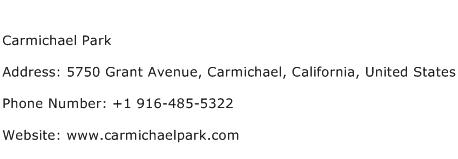 Carmichael Park Address Contact Number