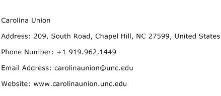 Carolina Union Address Contact Number