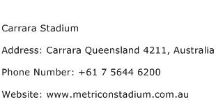 Carrara Stadium Address Contact Number