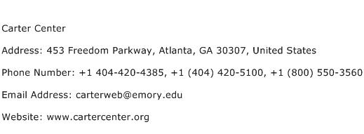 Carter Center Address Contact Number