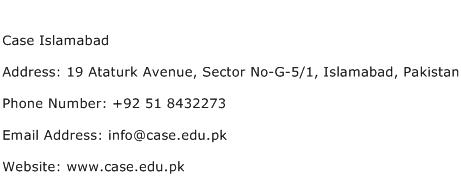 Case Islamabad Address Contact Number