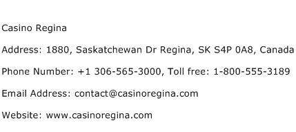 Casino Regina Address Contact Number
