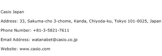 Casio Japan Address Contact Number