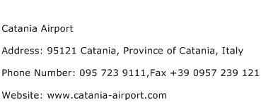 Catania Airport Address Contact Number