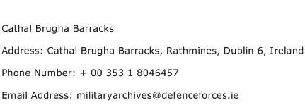Cathal Brugha Barracks Address Contact Number