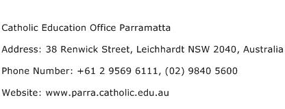 Catholic Education Office Parramatta Address Contact Number
