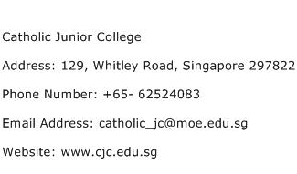 Catholic Junior College Address Contact Number