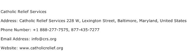 Catholic Relief Services Address Contact Number