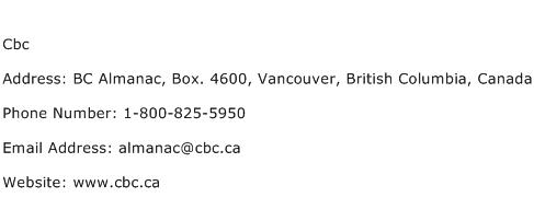 Cbc Address Contact Number