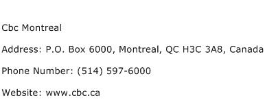 Cbc Montreal Address Contact Number