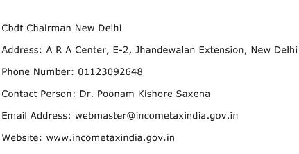 Cbdt Chairman New Delhi Address Contact Number