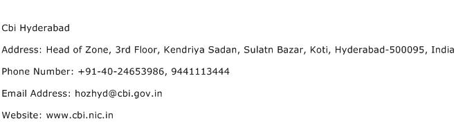 Cbi Hyderabad Address Contact Number