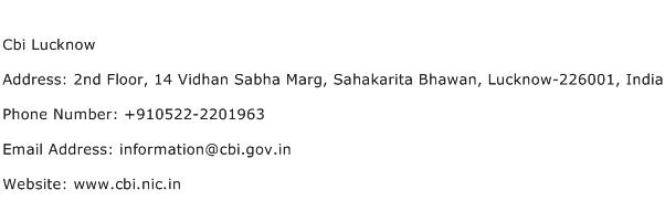 Cbi Lucknow Address Contact Number