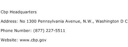 Cbp Headquarters Address Contact Number