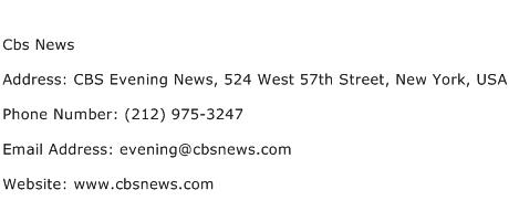 Cbs News Address Contact Number