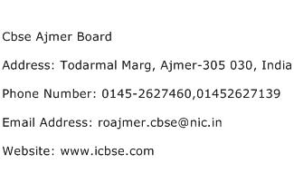 Cbse Ajmer Board Address Contact Number